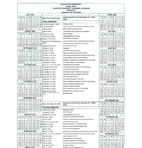 ASU Academic Calendar AY 2024 - 2025