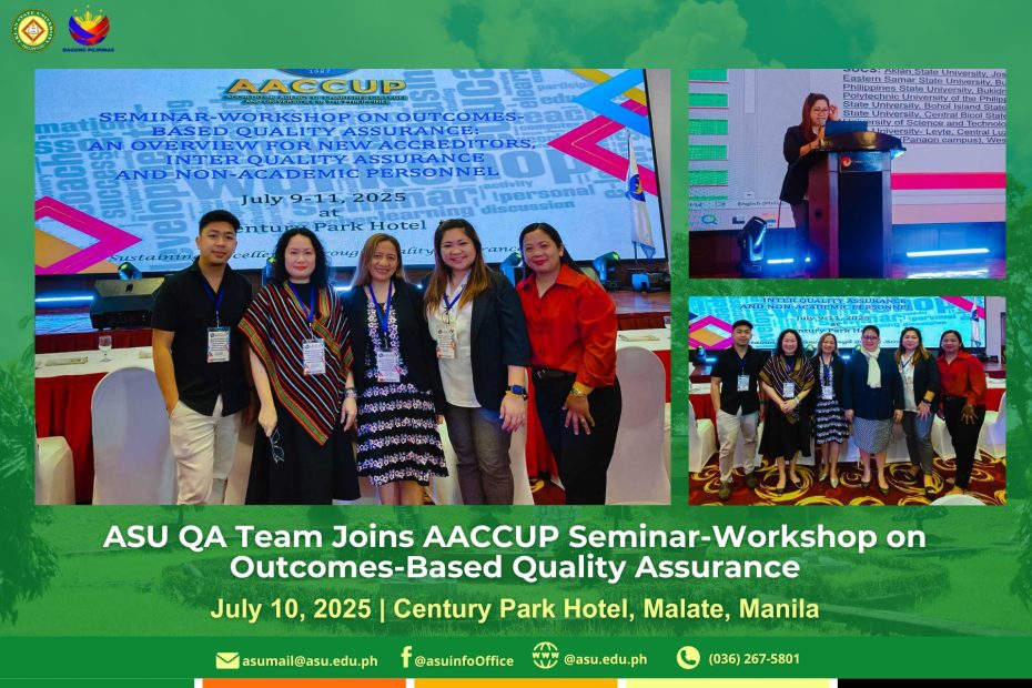 ASU QA Team Joins AACCUP Seminar-Workshop on Outcomes-Based Quality Assurance